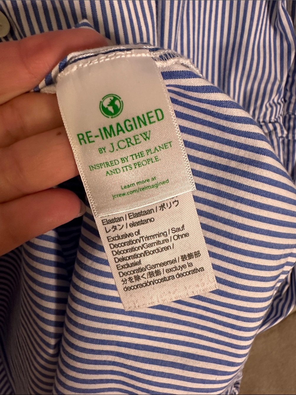 J. Crew Navy and White Striped Tiered Long-Sleeve Dress | 10 - Picture 7 of 8
